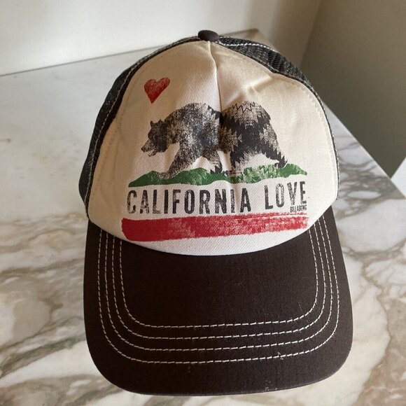Billabong California Love Hat Navy Blue Snap Back Mesh Back Foam Trucker Hat - Picture 2 of 7